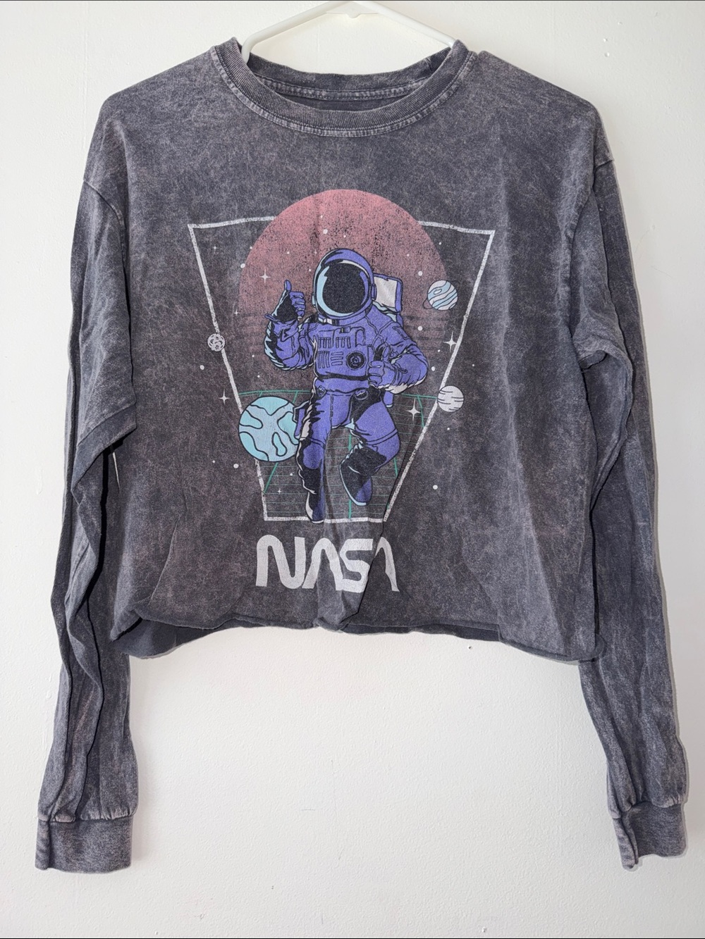 Graphic NASA Crop Crewneck Top